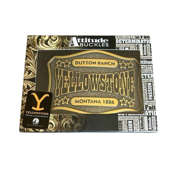 Dutton Ranch Yellowstone Montana Silversmiths Attitude Belt Buckle Western Men’s - Picture 1 of 4